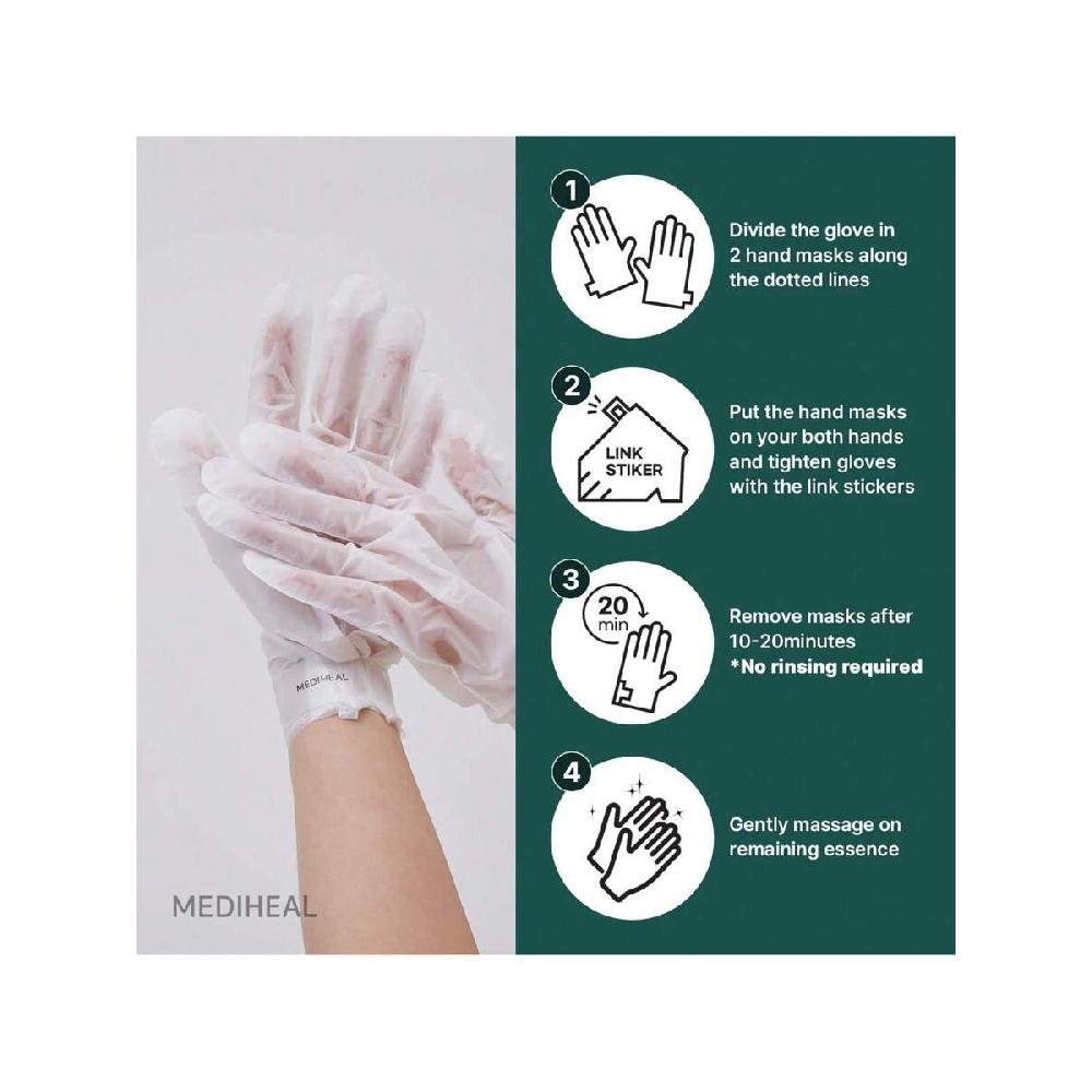 Mediheal Derma Layer Handmaske (5 PCS) Für trockene, rissige, raue, fahle, geschädigte Hautpflege mit Hyaluronsäure 3-Schicht-Struktur