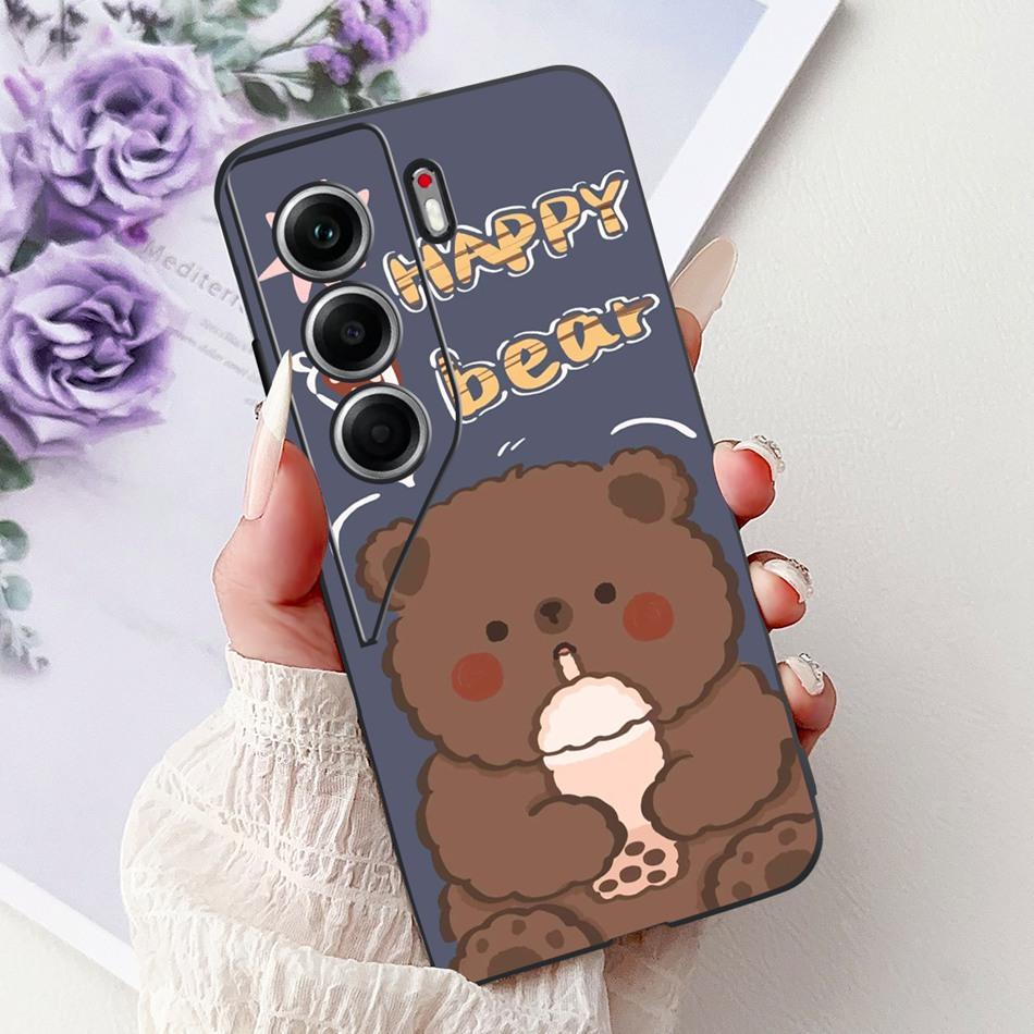 For Tecno Camon 40 Pro 4G Camon40 Elegant Floral Cat Phone Case For Camon 40 40Pro 4G CM6 CM5 Black Silicone Soft Cases Bumpers