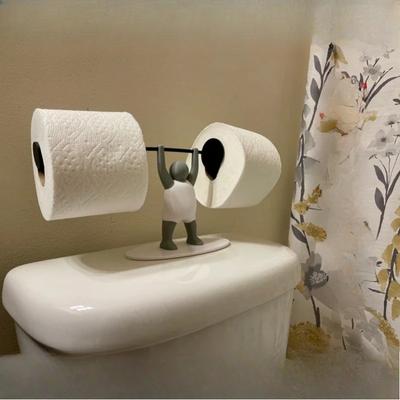 Fun 3D Printed Paper Towel Holder with Weightlifting Miniature Person Design for Bathrooms Funny Bathroom Decor