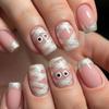 Cartoon Eyes Nail Tips: Halloween Mummy Style Fake Fingernails