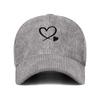 Unisex Versatile Corduroy Heart Baseball Cap with Hard Brim, Adjustable for Sun Protection In Spring and Autumn.