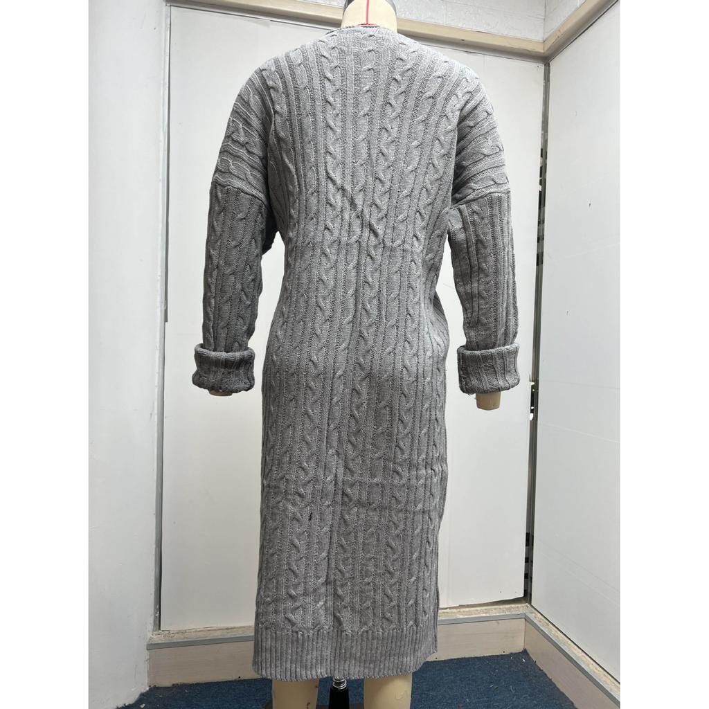 Damen Langarm Doppel-Taschen Twist Cardigan Pullover