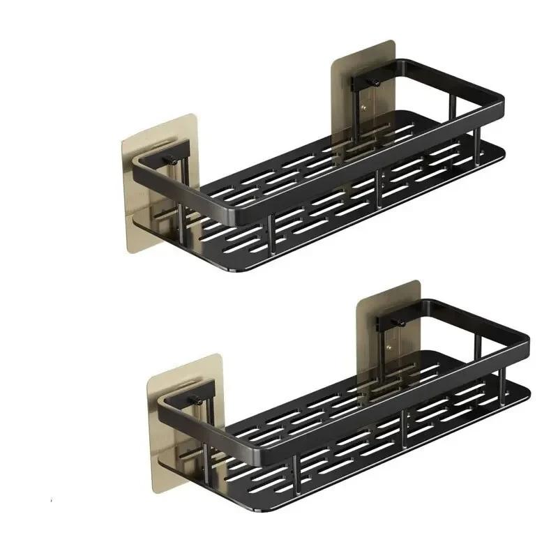 No Drill Wall Mount Bathroom Storage Shelf Corner Shower Rack Organizer with Adhesive