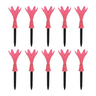 10Pcs Golf Tees Plastic Adjustable High Stability Wear Resistance Reliable Golf Ball Tees for GolferPink