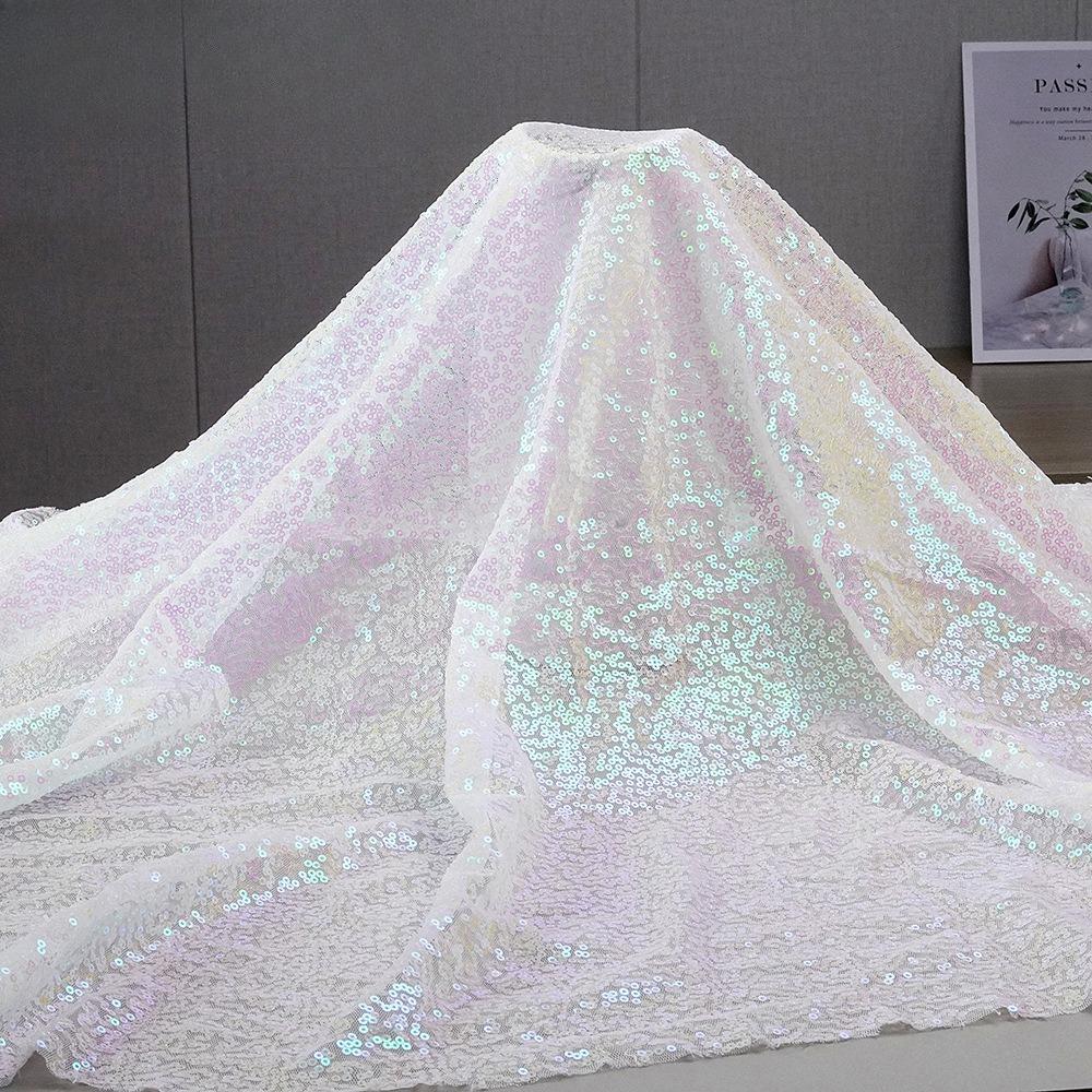 Tessuto Paillettes Ricamate Colorate 3mm Tessuto Paillettes Per Costumi da Palco da Sera Tovaglia per Sfondo Borsa da Viaggio Vestiti per Bambole Accessori Fai da Te Tessuto