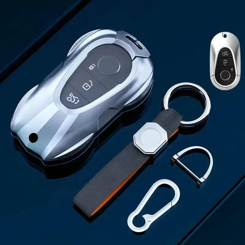 Car Key Case Cover For Mercedes Benz C E A B S Class Gle Gla Glb, Soft Tpu Key Fob Protector With Luxury Zinc Alloy Frame