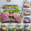 3D Animal Bedding Set Cute Cat Comfortable Duvet Quilt Cover Pillowcase Bedding Set Children Bedroom Decoration Home Textile