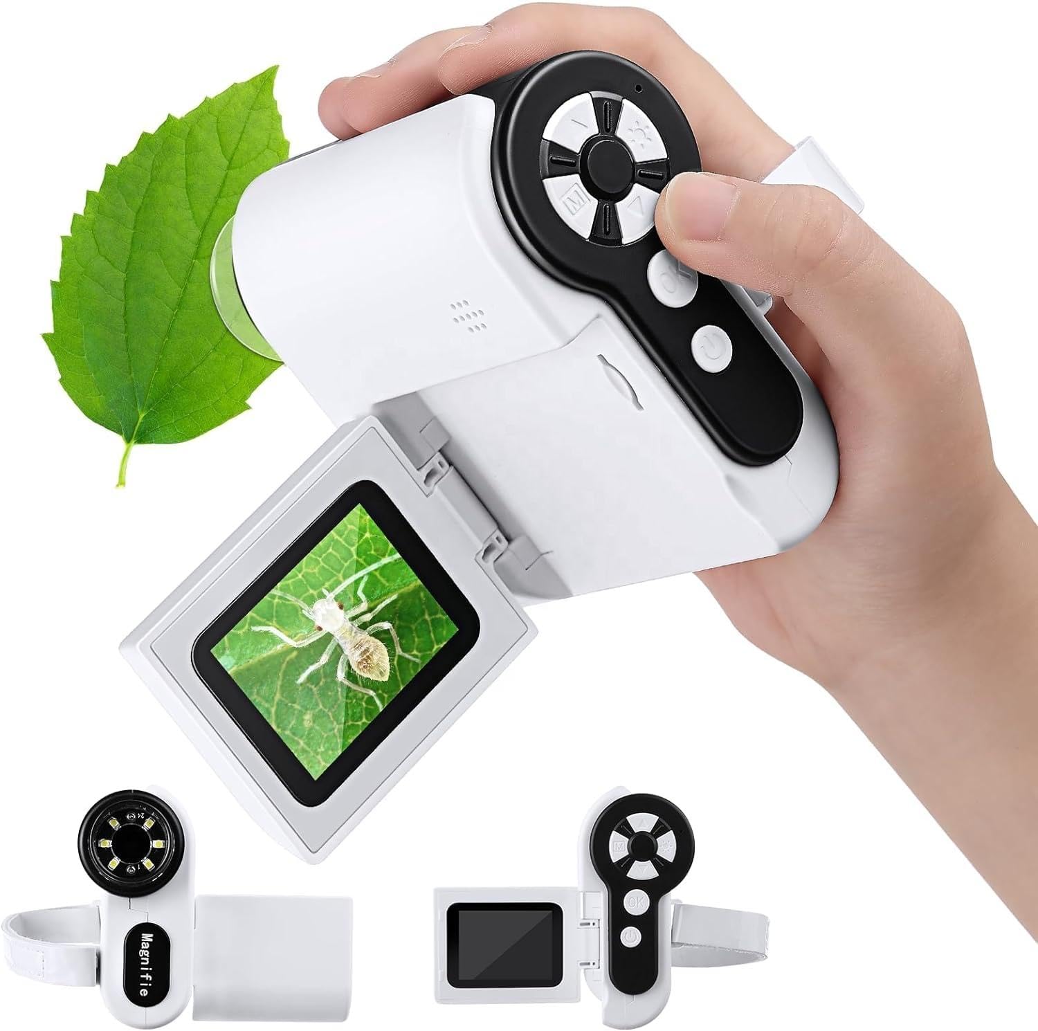 

Handheld Pocket Photo and Video Recording Japanese Instruction 32GB MicroSD Card Specimen Slides PC 6 LED USB Elementary School Toy Children s белый
