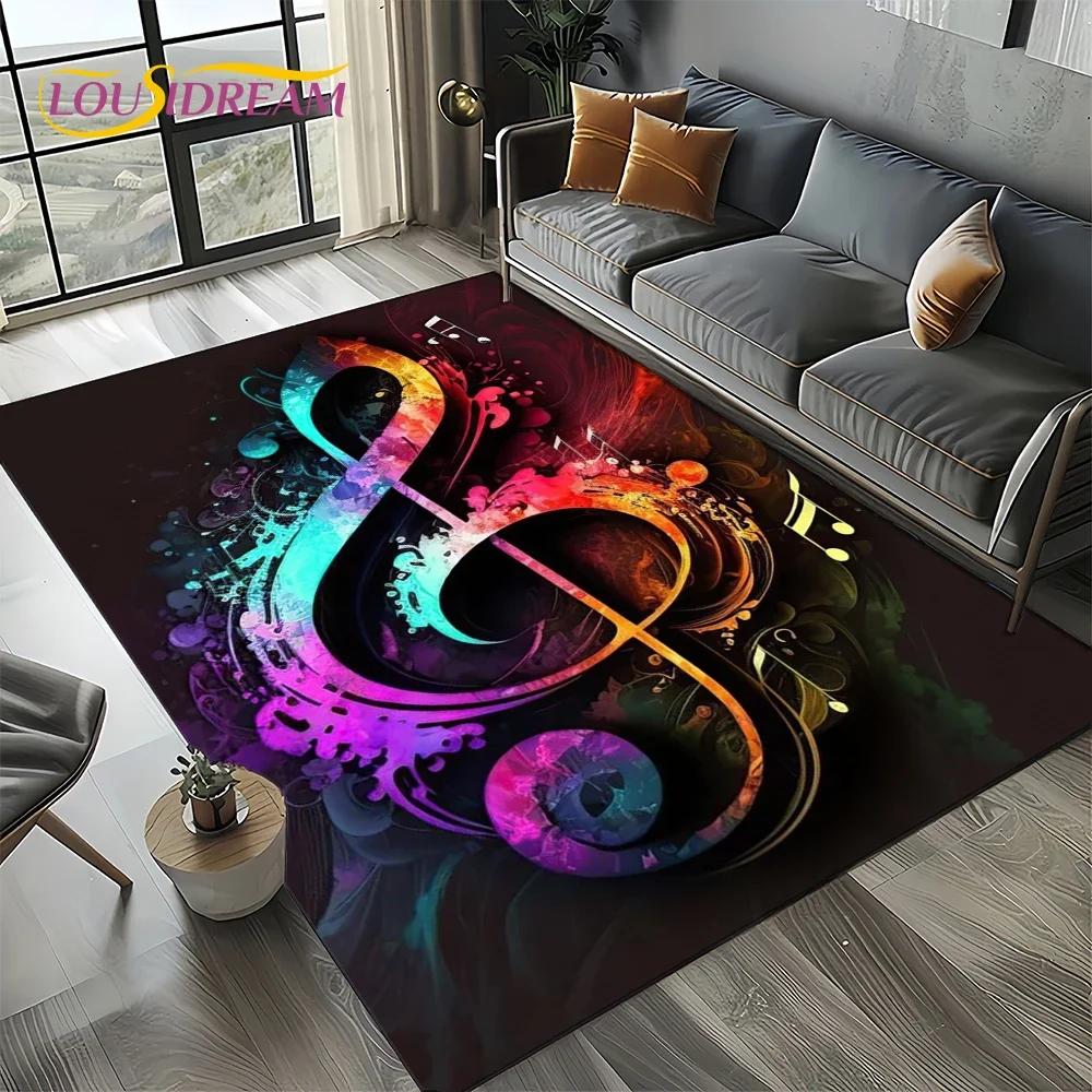 Dream Note Music Colorful Musical Score Cartoon Carpet Rug for Living Room Bedroom Home Sofa Decoration,Kid Non-slip Floor Mat