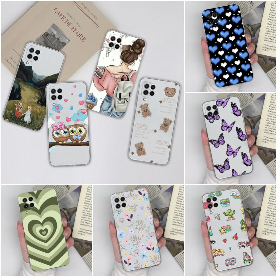 Phone Case For Samsung Galaxy A22 4G 5G Cover Silicone Transparent Fashion Love Heart Butterfly Protective For Samsung A 22 Capa