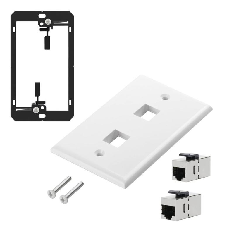Reliable Wall Plate with Multiple Port, US Faceplates, White Ethernet Wall Outlet Cat7 Face Plate for Keystones Couplers