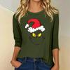 3/4 Sleeve Tops For Women T-Shirt Casual Christmas Print Tops T Shirt Round Neck Pullover Blouse