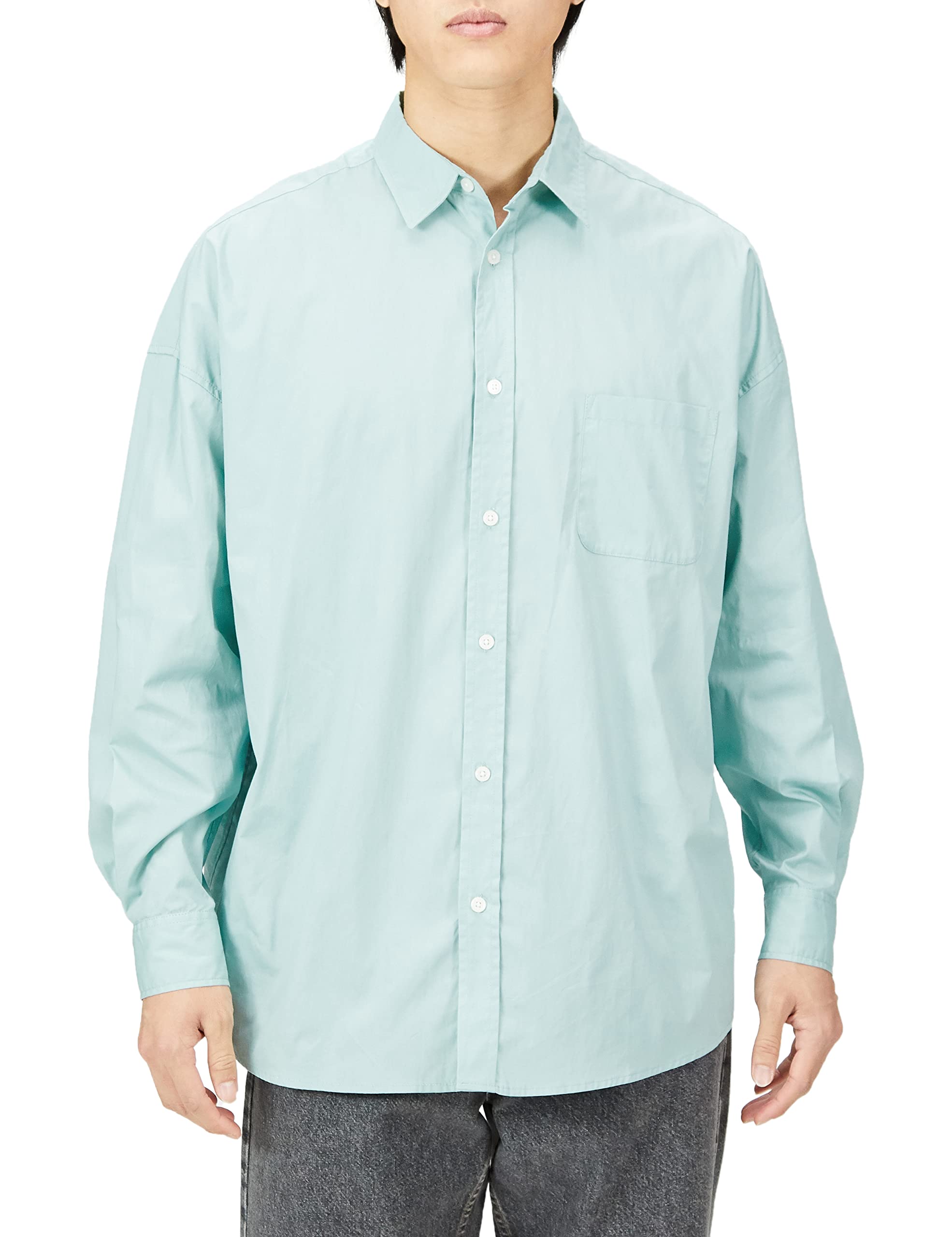 

Improves Men s Long Sleeve Broad Regular Shirt, Grayish Green, Size L, 50377