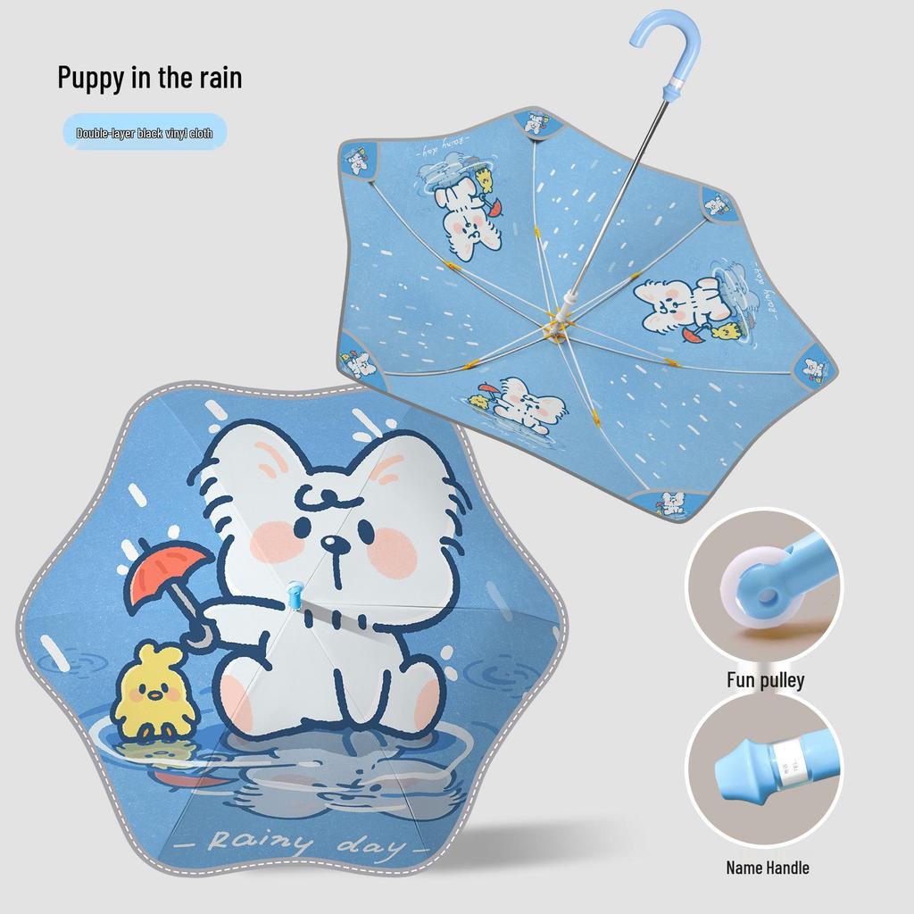 Children's Cartoon Umbrella: Safe, Rounded Corners, Anti-Puncture, Lightweight, Long Handle for Kindergarten & Elementary Boys and Girls.