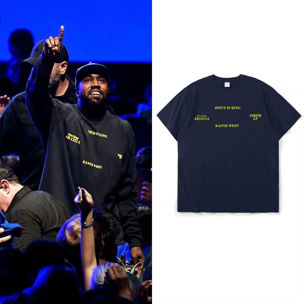 Kanye West Stejný styl Jesus Is King Grafický potisk Tričko Unisex Unisex Harajuku Móda Kulatý výstřih Bavlna Krátký rukáv Letní Nové Tričko