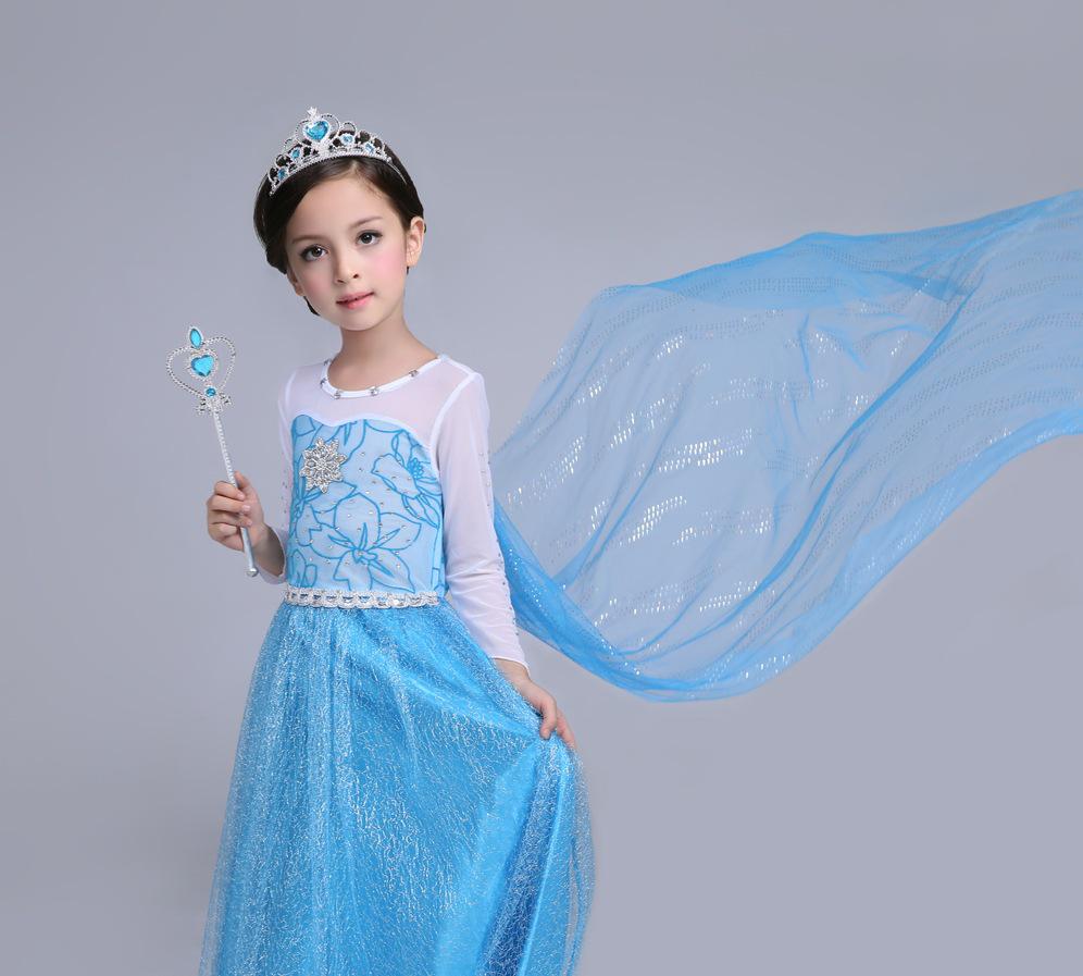 New Frozen Princess Dress & Cloak for Girls - European & American Style 130cm