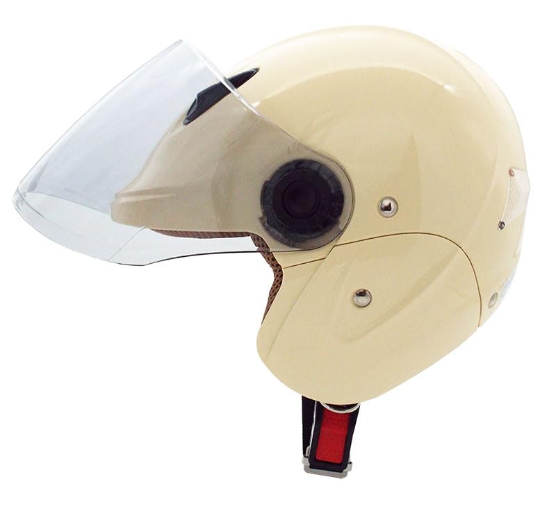 TNK Industries Speed Pit Free 51374 WL-303 Semi-Jet Helmet, Ivory, Ladies' (Under 57-58cm),