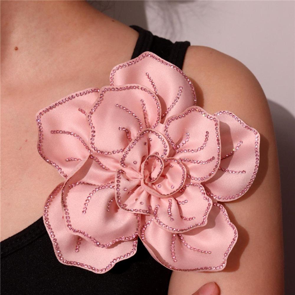 Zircon Fabric Flowers Brooch Metal Pin Wedding Jewelry New Skirt Shirt Decor