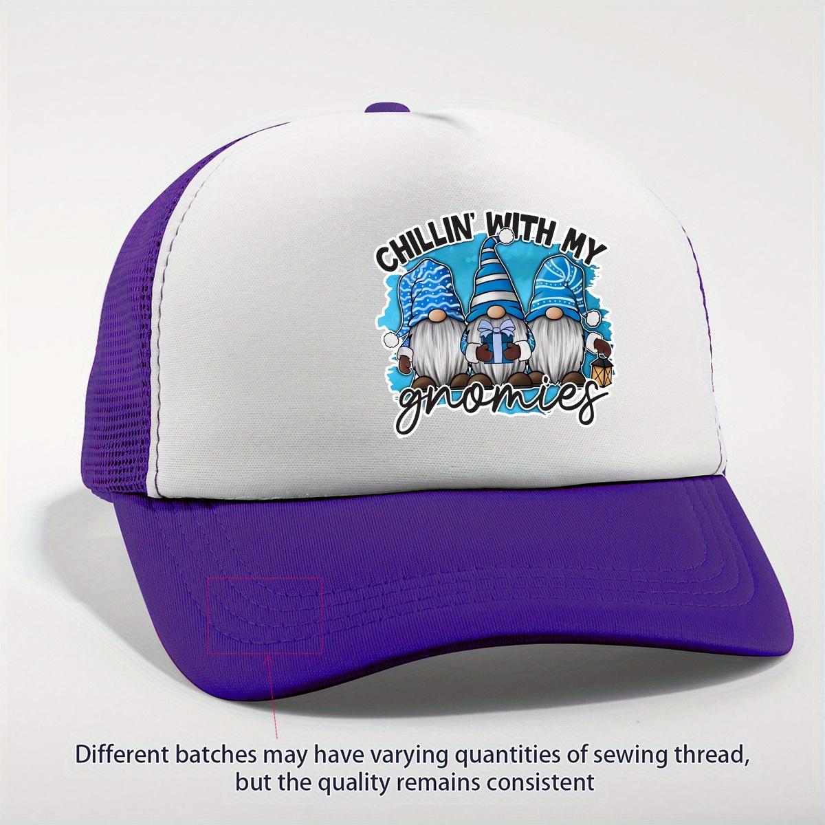 Chillin With My Gnomies Christmas Gnomes Trucker Hat Adjustable Breathable Mesh Baseball Cap for Casual Wear One Size