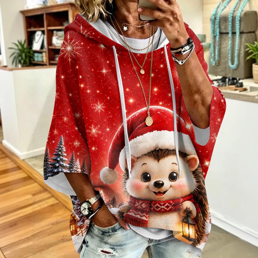Sweat à capuche pour femme avec imprimé de Noël Coupe ample Pull