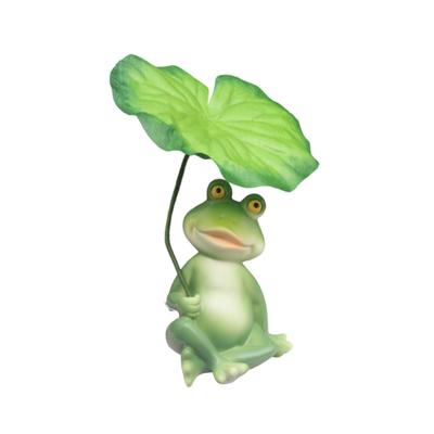 Weather Resistant Frogs Garden Statue With Umbrella Resin Statue Decoration For Yard Aquariums Landscape Props