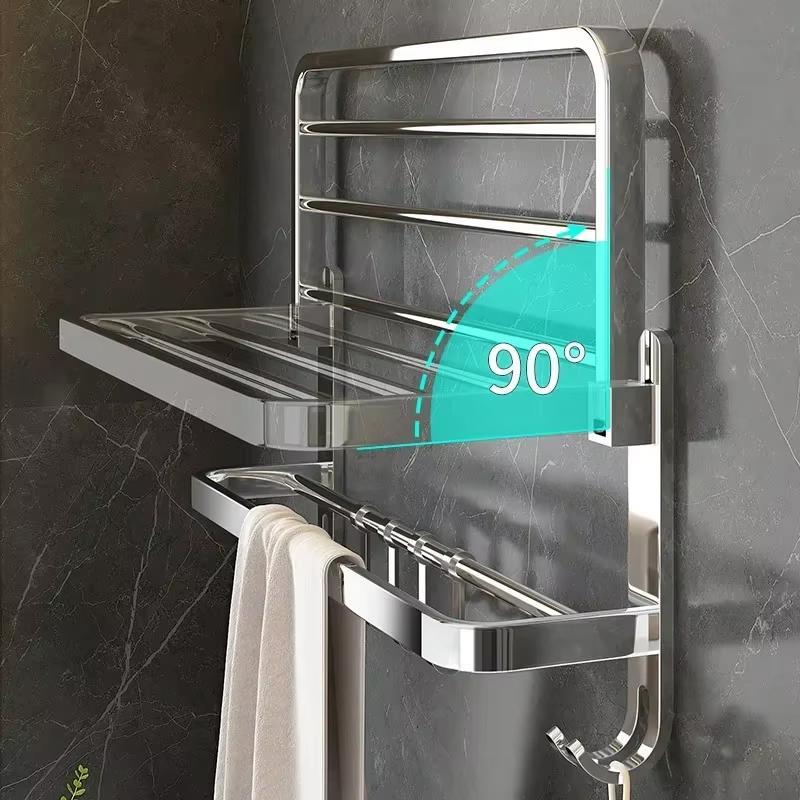 Stainless Steel Towel Rack 40cm 50cm 60cm 80cm Strong Bathroom Wall Shelf Organizer for Home Toilet Hanging