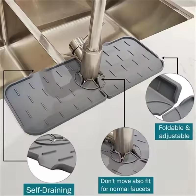 Food Grade Silicone Two-way Drainage,splash Proof Pad, Anti Slip Anti Fouling,bathroom/kitchen Drying Pad,countertop Protection