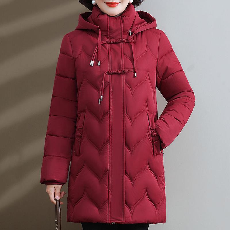 Winter Fashion Slim-fit Hooded Down Cotton-padded Jacket Women's Thickened Warm Temperament Medium Length Coat