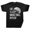 2025 Graphic Streetwear Short Sleeve Birthday Gifts Summer T-shirt Mens Clothing Funny Eat Sleep Basketball Repeat T Shirts