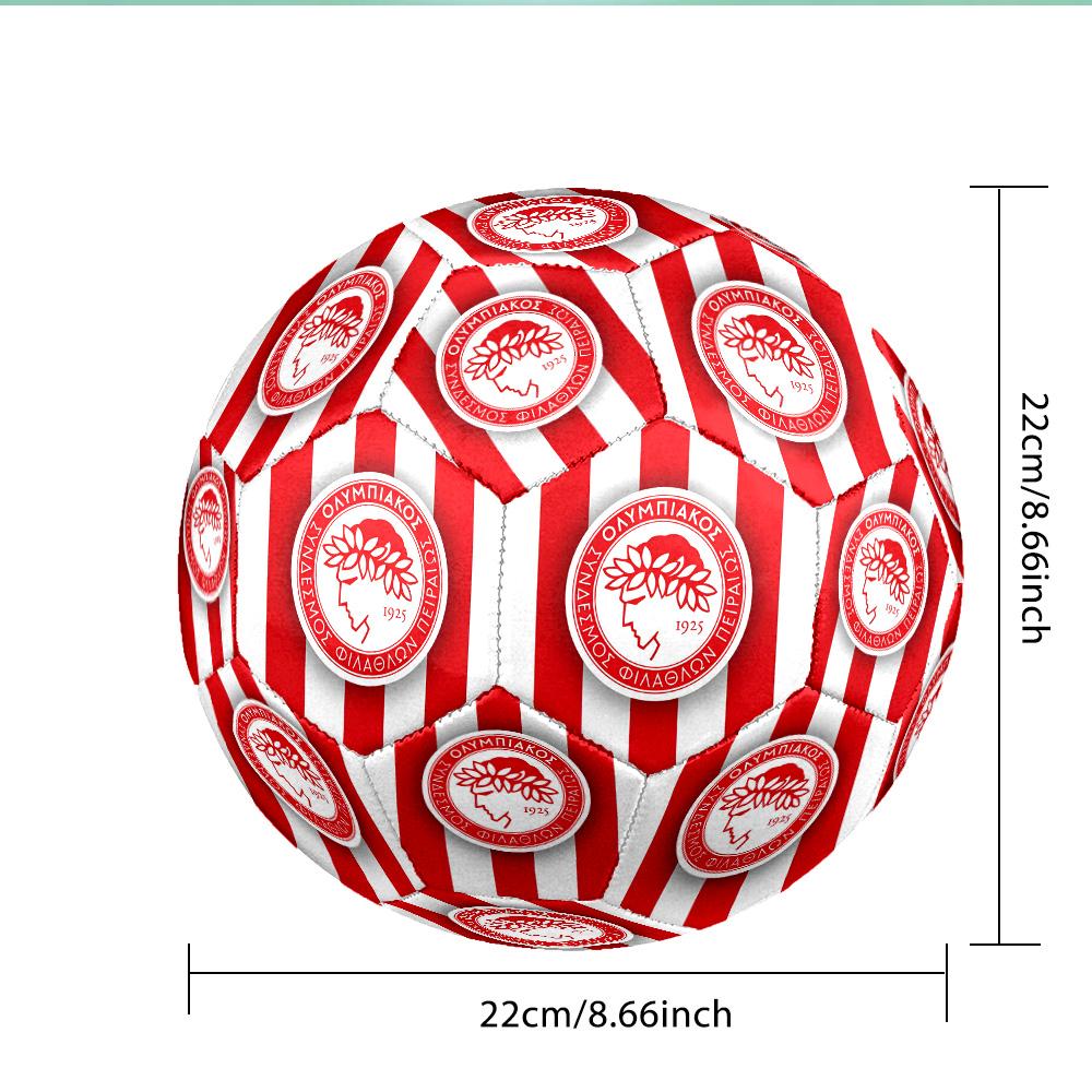Olympiacos Fc: Red And Black Pride Soccer Ball Size 5 Soccer Ball, Machine-stitched, Durable, Suitable for Training and Matches Fan Gift