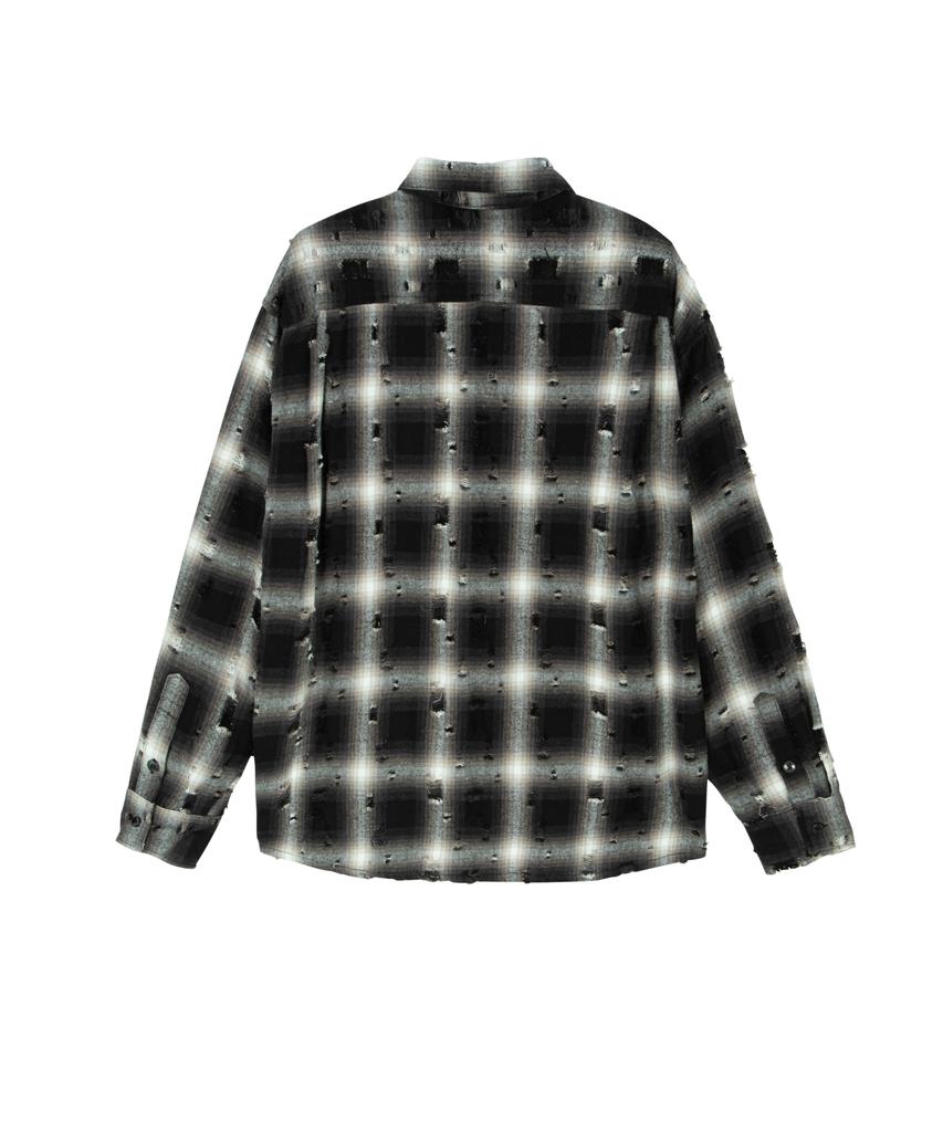 Lekim Grunge Check Shirt (Black)