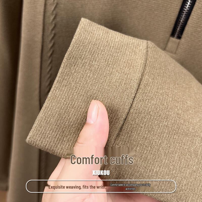Peimeng Autumn/Winter Men's Stand-Collar Casual Solid Knit Sweater