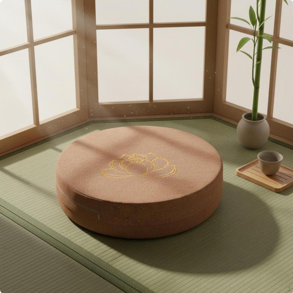Japanese Tatami Cushion Removable Washable Cover Round Meditation Breathable Linen Textile