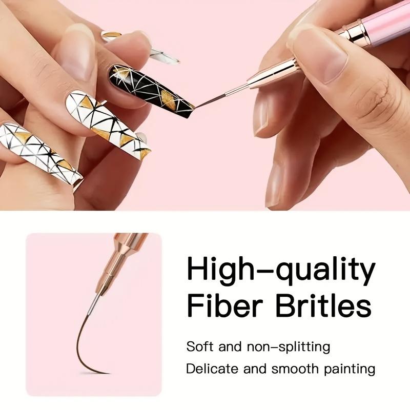 5 Pcs Nail Art Brush Pens for Gel Polish (4/8/12/20/25 Mm) Suitable for Long Nails, Precision Nail Art Brushes, Manicurists and Beginners
