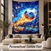 Soccer (90) Theme Personalized Tapestry Custom Name Text Wall Hanging Tapestry Home Background Decoration