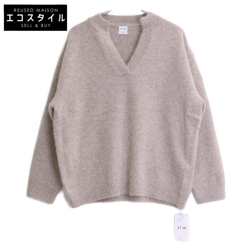 Si:m Beige Yamagataknit Fox Wool Knit Tops 38 beigeUsed