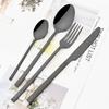 24pcs/6set Black Gold Dinnerware Set Western Knife Fork Spoon Cutlery Set with Rack Stainless Steel Tableware Flatware Holder Eating Utensils
