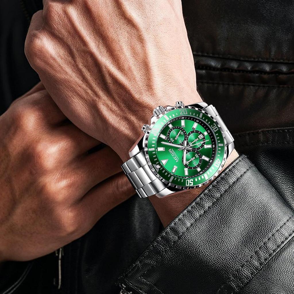 MEGIR Original Luxury Business Men Quartz Watch Stainless Steel Chronograph Men's Sport Wristwatch Clock Relogio Masculino 2064