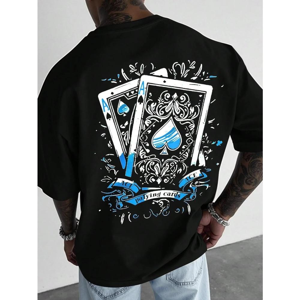 Summer Style Men's T-shirt Street Casual Fashion Comfortable Soft Breathable O-neck Short Sleeve 3D Playing Cards Print Pullover