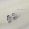 Titanium Steel Gold Double C Full Diamond Zircon Earrings Women's Stainless Steel Earrings Geometric Earrings Light Luxury Premium Earrings