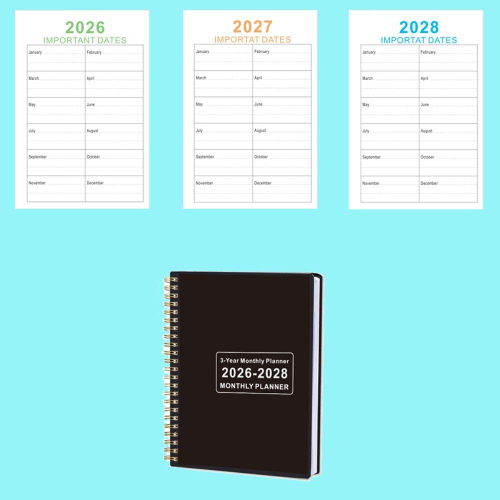 2026-2028 Calendar Book Smooth Writing Agenda Calendar 3 Years Monthly Planner  Academic Year