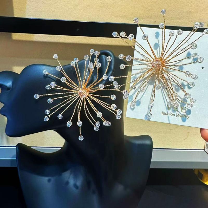 Bridal Jewelry Snowflake Earrings Women'S Accessories Sparkling Exaggerated Ear Studs Beaded Earrings Bridal Accessories