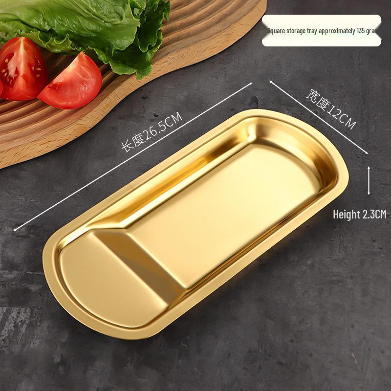Korean Fan-Shaped Stainless Steel Snack Plate Gold/Silver BBQ Rack Tray for Bread & Steak