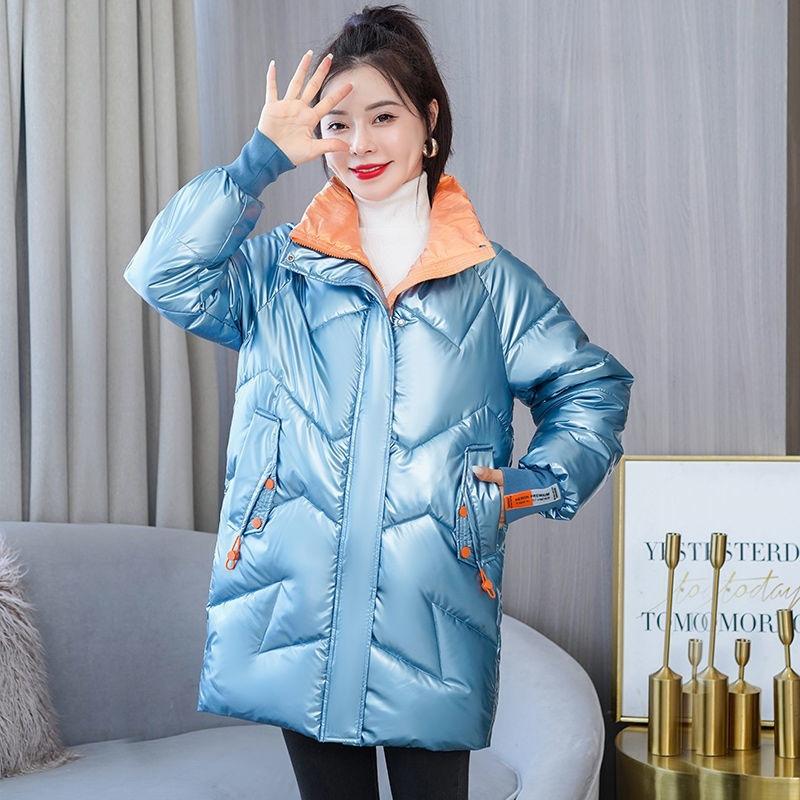 Boutique Women's Clothing Glossy Down Cotton Clothing Women's Clothing Winter Medium and Long Warm Casual Versatile