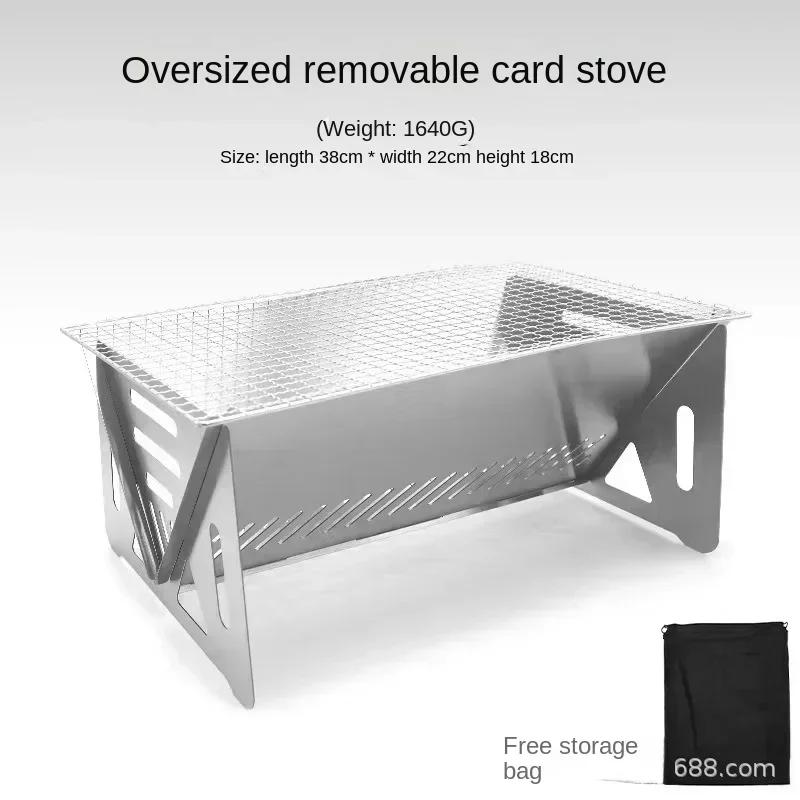 Folding Portable Barbecue Charcoal Grill Barbecue Desk Tabletop Outdoor Stainless Steel Smoker BBQ for Outdoor Cooking Camping