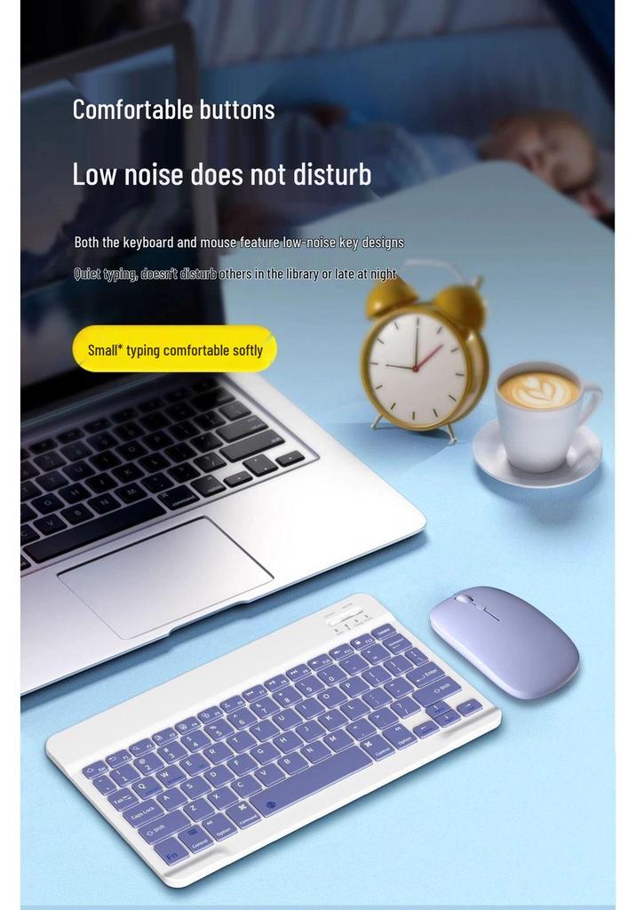 Universal Wireless Bluetooth Keyboard & Silent Rechargeable Mouse Set for iPad, Tablet, and Phone