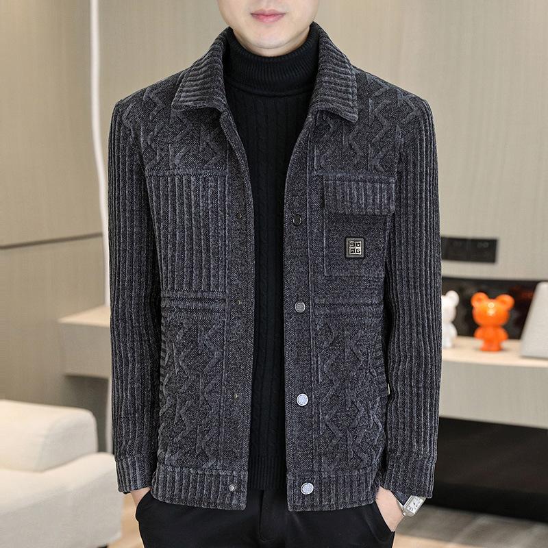 

Мужская куртка с высококачественным флисом и толстым пальто, повседневная и красивая ветровка большого размера L серый