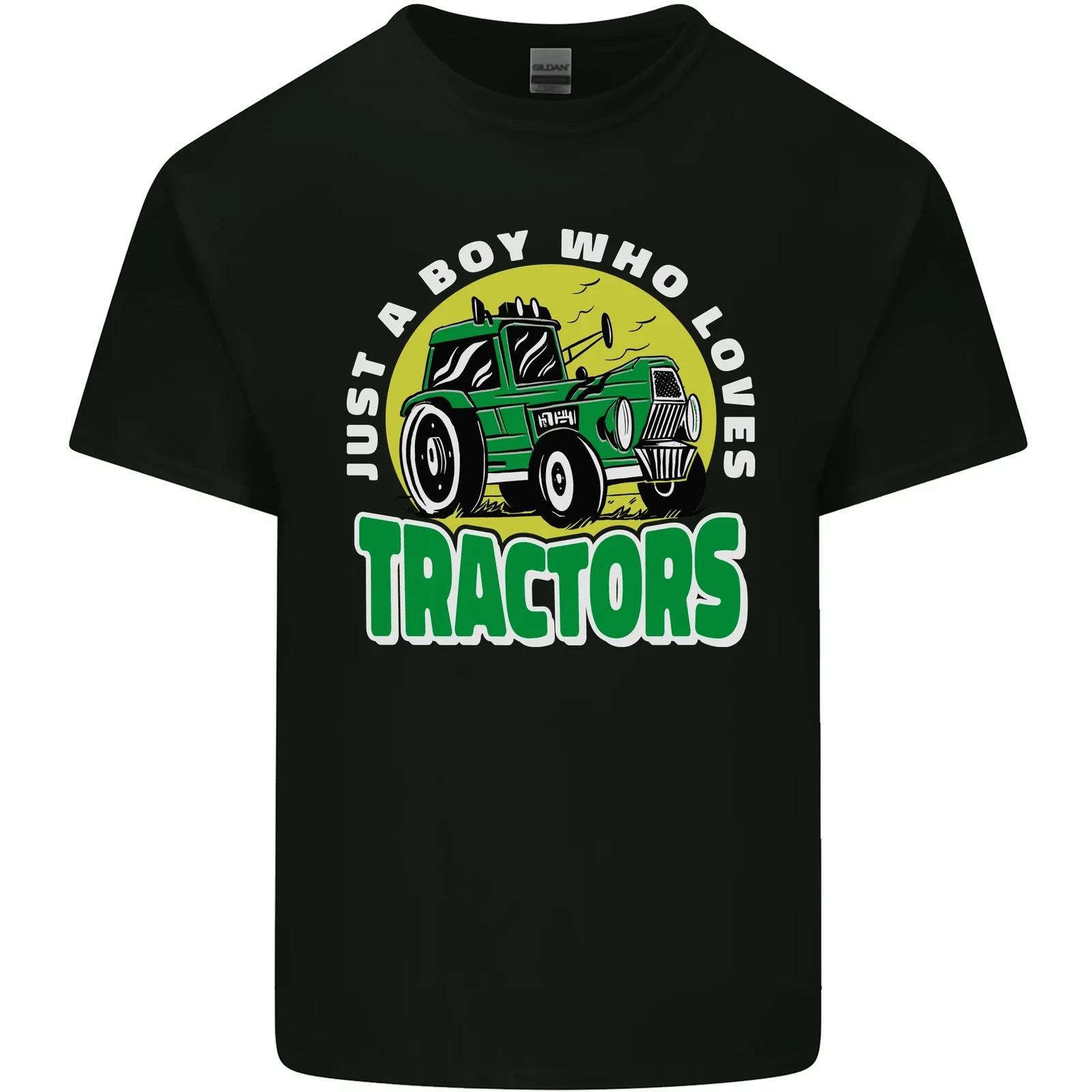 Farming Just a Boy Who Loves Tractors Kids T-Shirt Childrens L