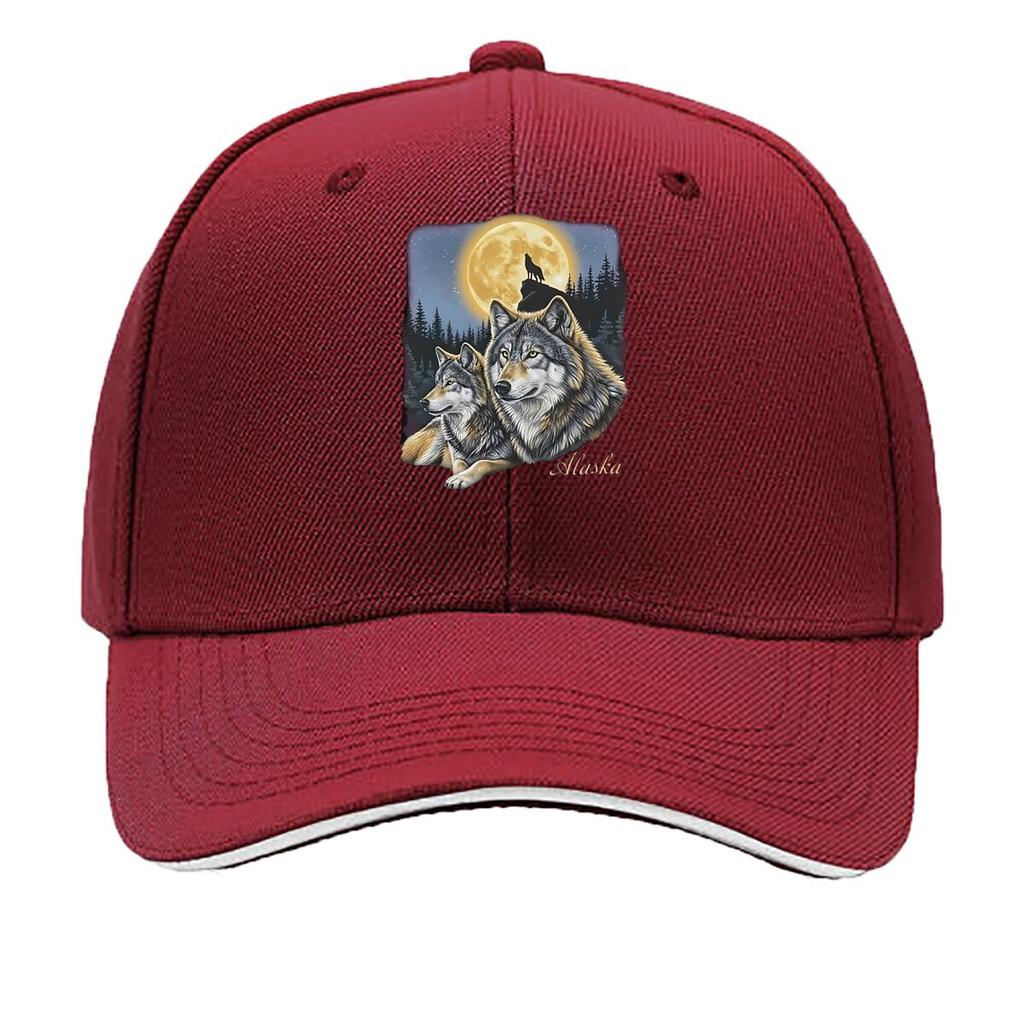 Alaska Wolf Moonlight Sandwich Baseball Cap