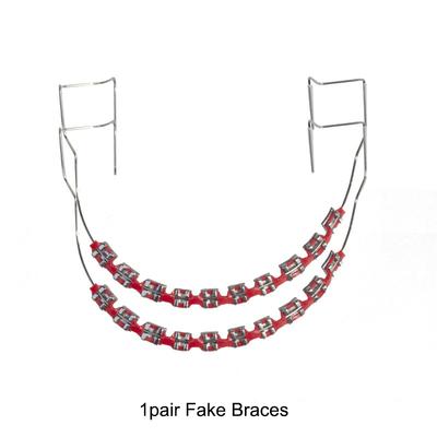 1 Pair Fake Braces Colorful Brackets For Teeth Temporary Metal Wires Metal Bracket Orthodontic Ligature Ties Dental